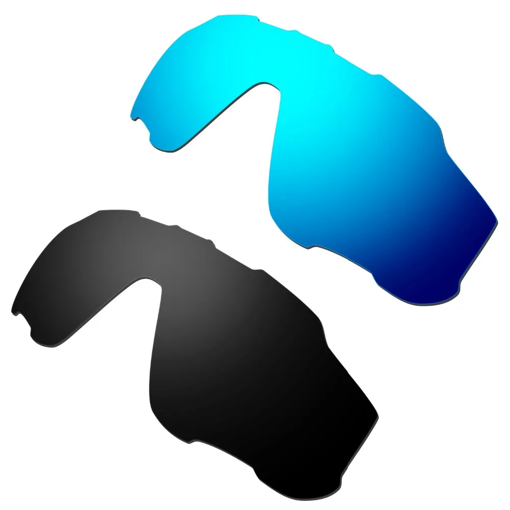 HKUCO Blue/Black 2 Pairs Polarized Replacement Lenses For  Jawbreaker Sunglasses 100% UVA & UVB