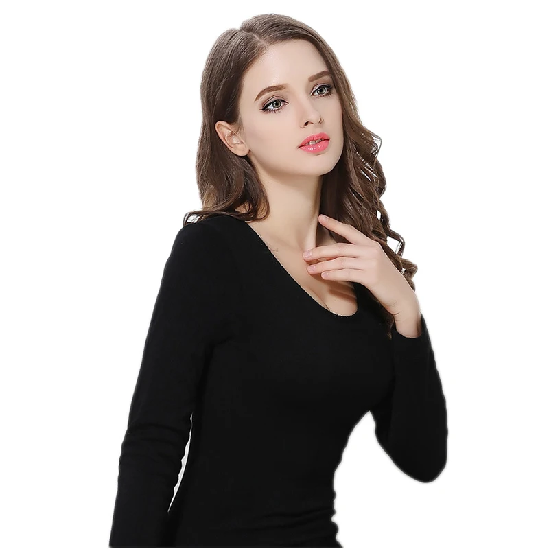 Новое зимнее термобелье Женский бархатный топ с низким воротником и одним