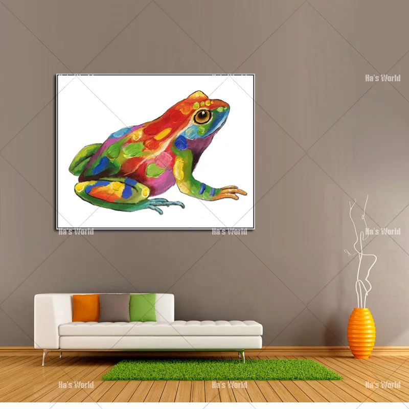 Мультяшные животные абстрактная картина маслом лягушка носит очки настенные