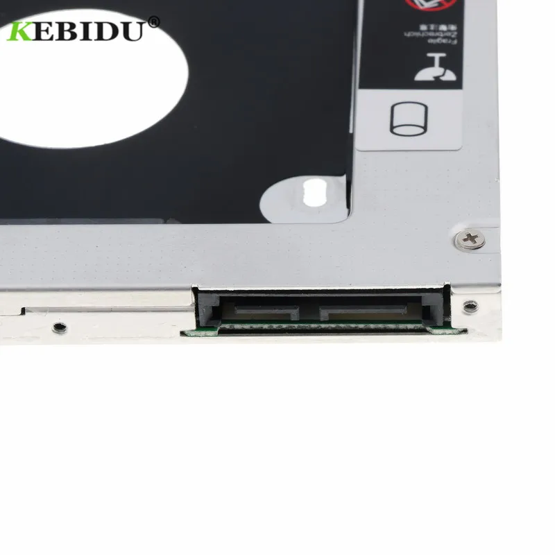 Kebidu Алюминиевый металлический 2-ой HDD Caddy 9,5 мм SATA 3,0 коробка для жесткого диска 2," SATA III 3,0 чехол для SSD, HDD для ноутбука ODD CD-ROM