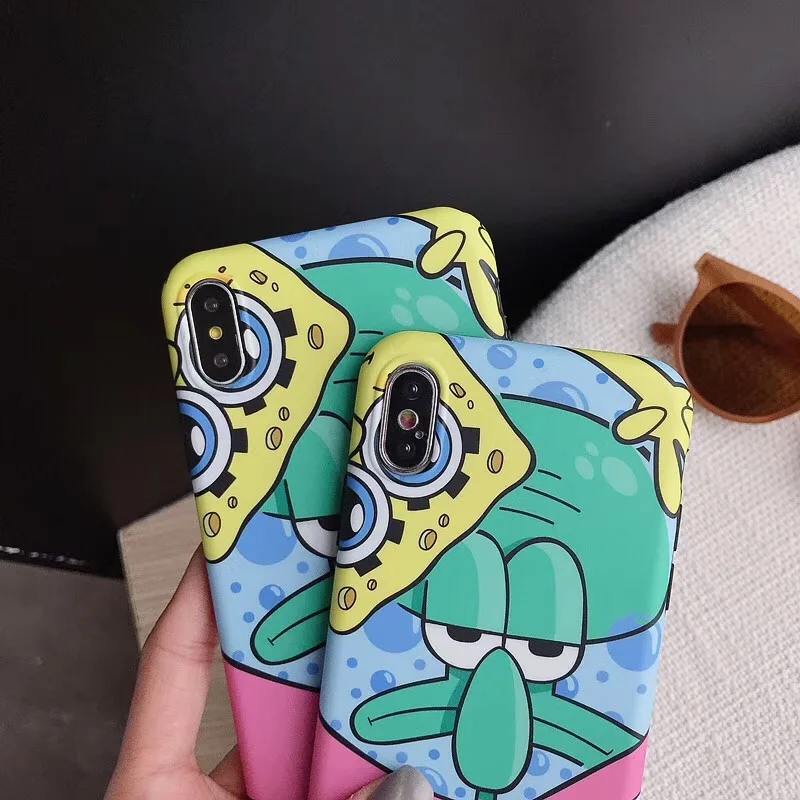 Cartoon Patrick Star SpongeBobs IMD Cover Case For iphone 7 8 6 6s plus x xs max xr soft octopus Back cover protection Coque |