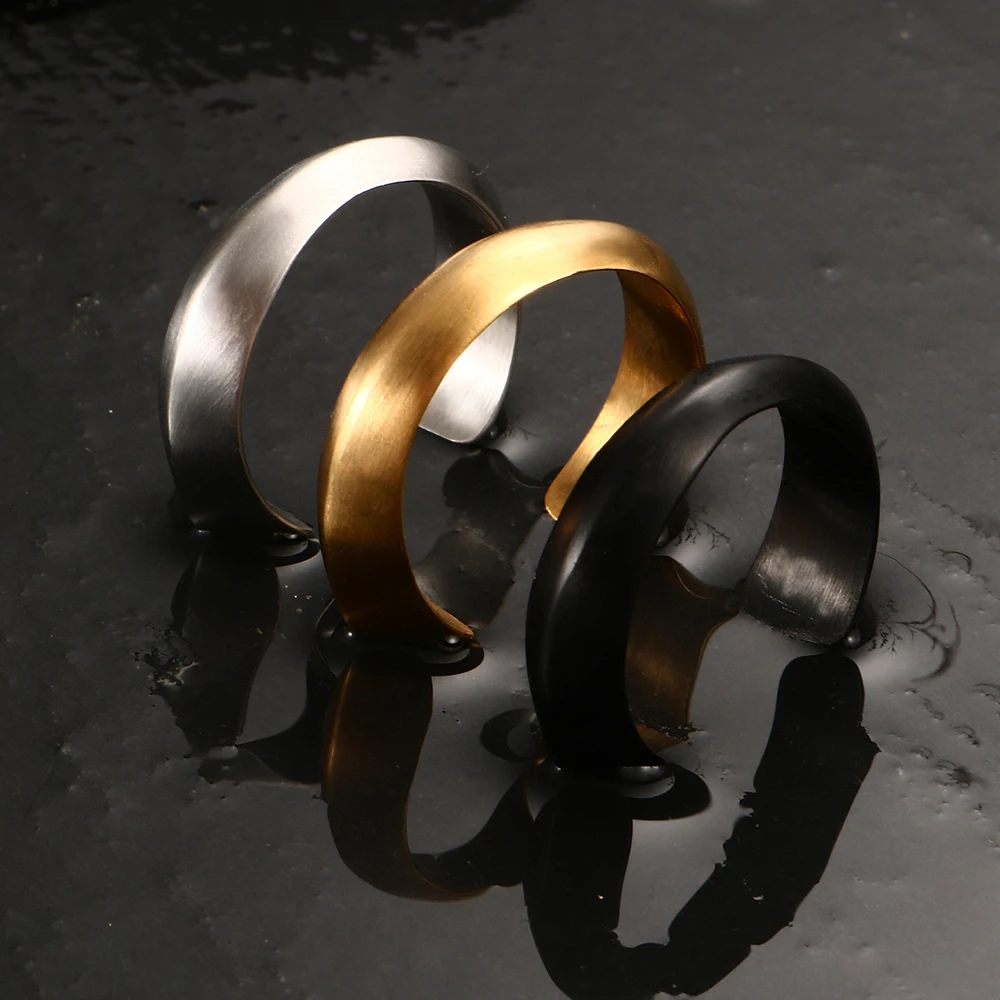 

JOVO Unique Open Rings for Men Jewelry 316L Stainless Steel Open Finger Male Ring for Birthday Gift Three Color size 7-12#