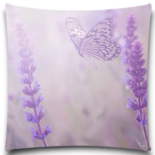 Красивая фиолетовая бабочка животные квадратная наволочка хлопок полиэстер