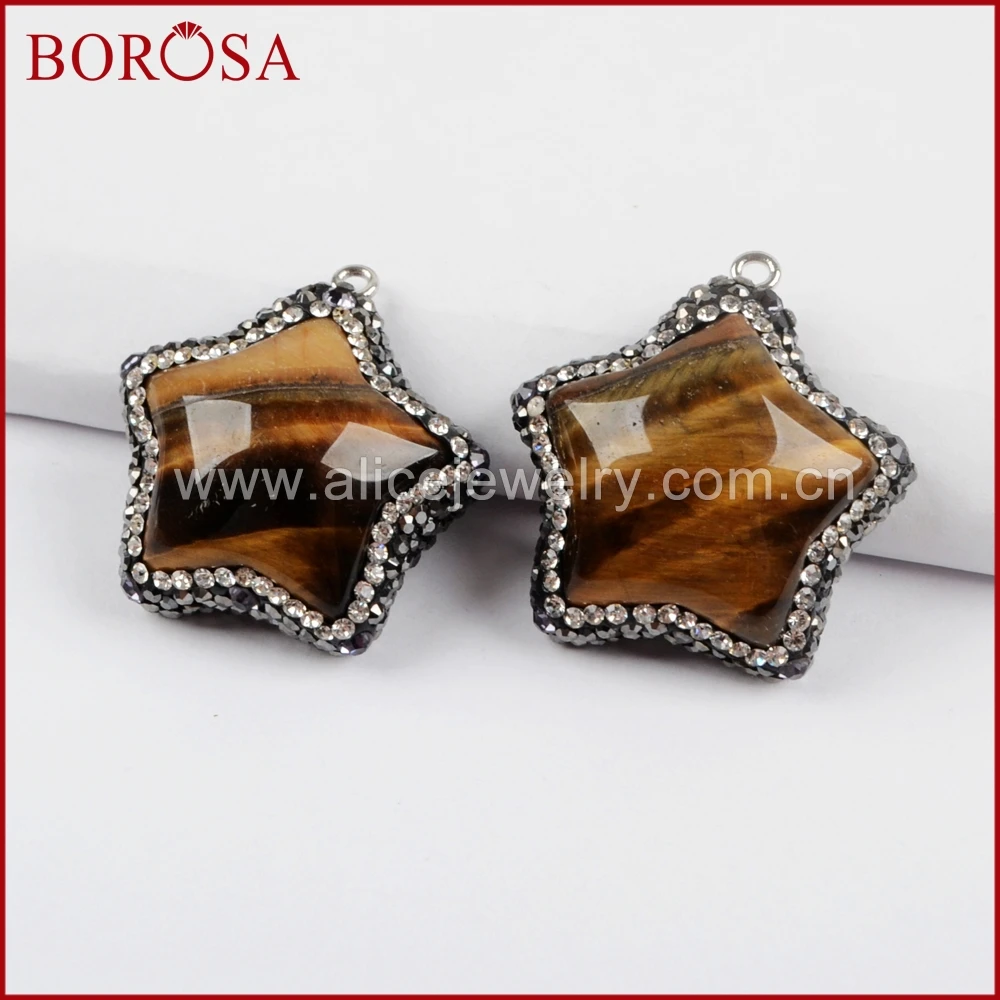 BOROSA 5/10 шт в форме звезды тигровый глаз камень с кристаллами цирконы подвески