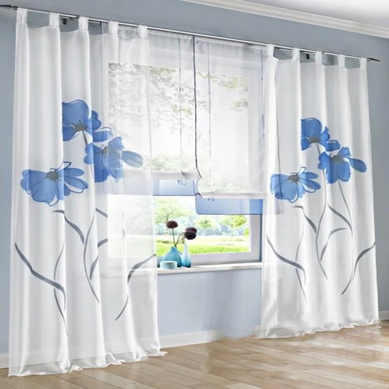 Тюль оконные занавески для гостиной цветочные украшения спальни оранжевые на