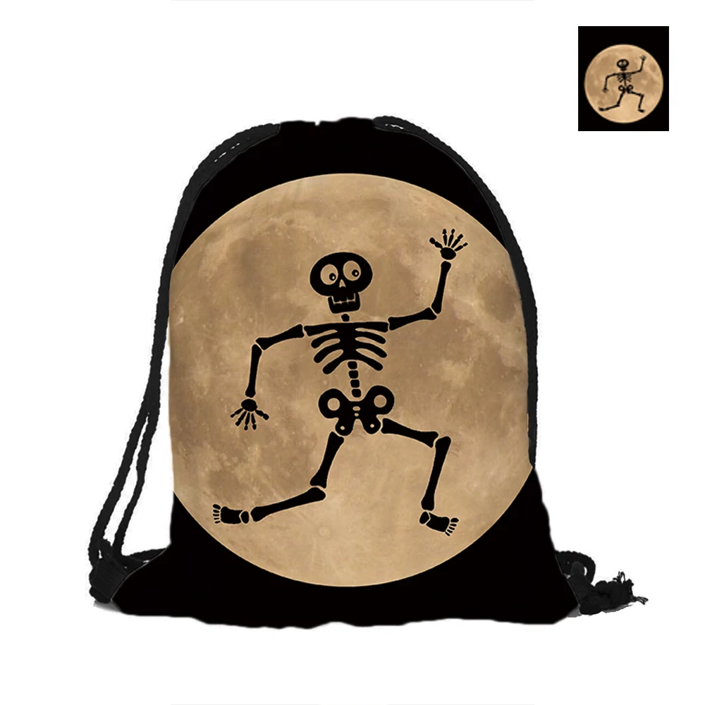 Рюкзак на шнурке для дня Хэллоуина с двусторонней печатью|drawstring backpack|backpack nightbackpack
