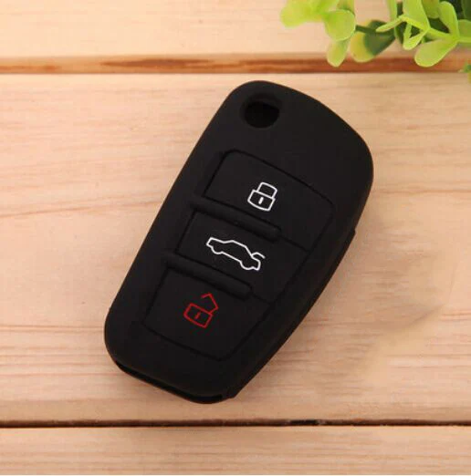 Black Силиконовые ключи крышка подходит для Audi a1 a3 a4 a5 a6 a7 a8 r8 Tt s5 s6 s7 s8 Sq5 q5 q7 Rs5 раза удаленное ключ брелок чехол Брелок - Название цвета: Black