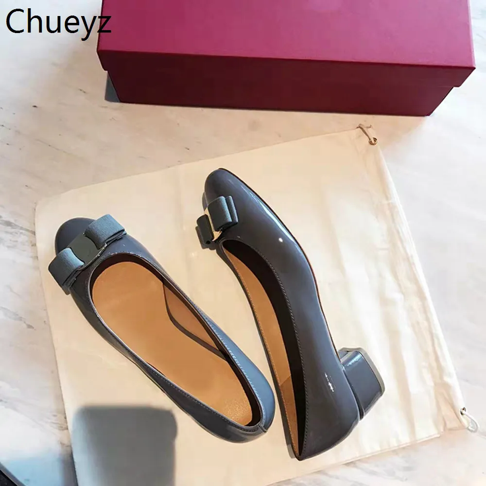 Chueyz/Новинка; модные тонкие туфли; женские туфли из натуральной кожи на низком каблуке с закрытым носком; однотонные Балетки с круглым носком на плоской подошве для женщин