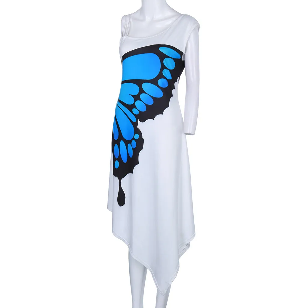 Свободное страусиное платье для женщин с рисунком бабочка без рукавов свободное