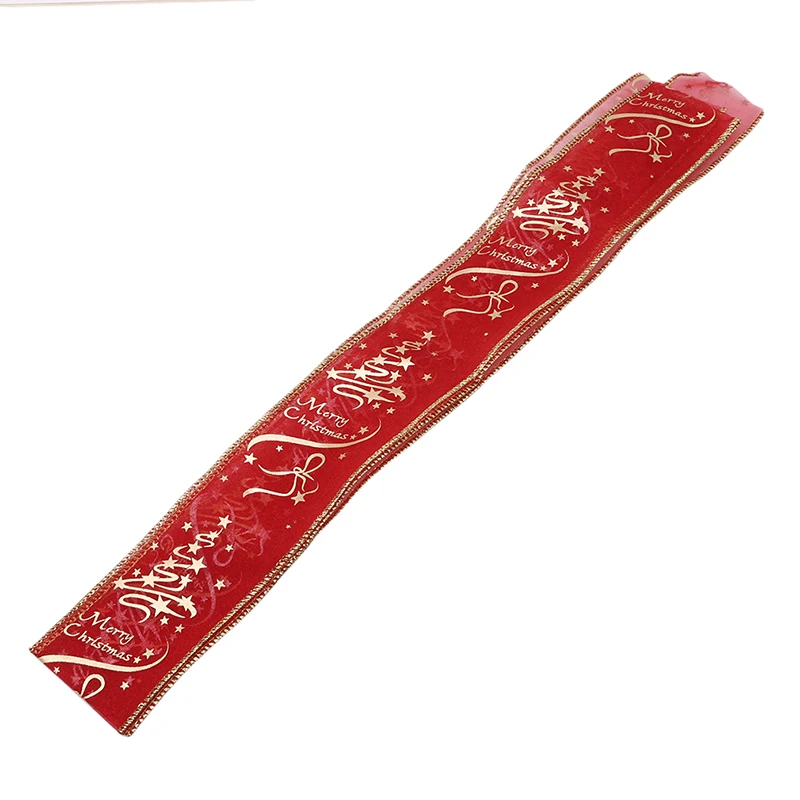 200 см красная Золотая Корейская лента с цветочным принтом для рождественской