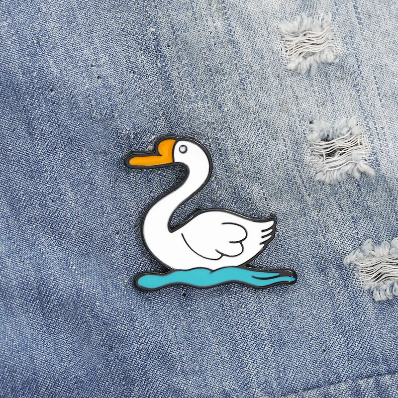 Милые Мультяшные маленькие Броши с лебедями для Wowen заколки животными ювелирные