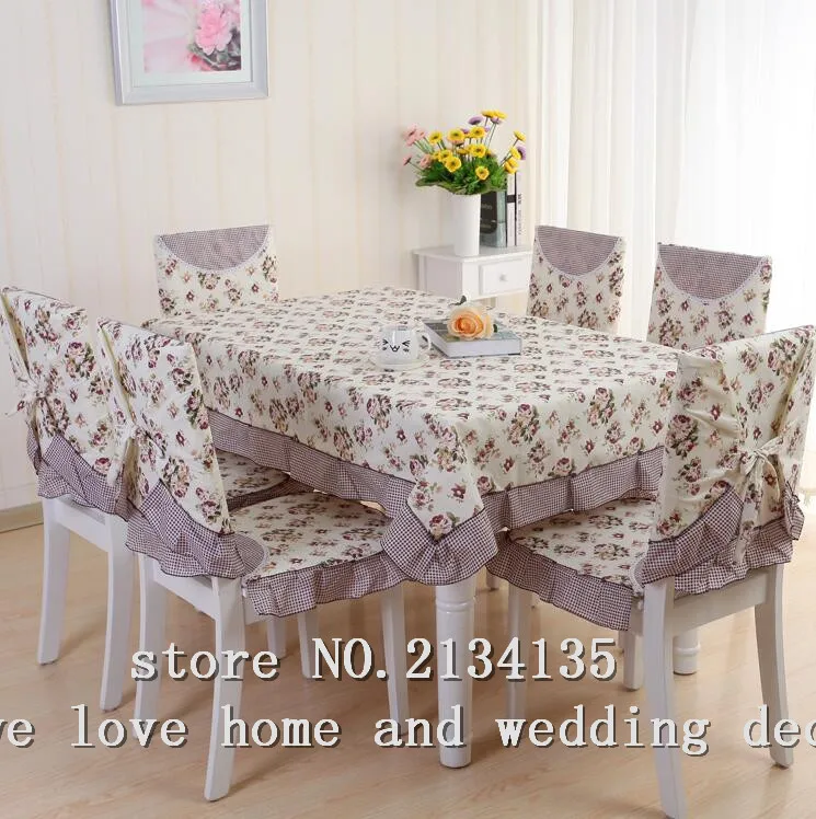 The chairs set round table cloth fabric dining pastoral suit tablecloth cushion | Дом и сад