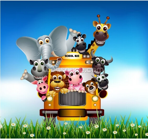 

Custom children's wallpaper,Cartoon Animal Bus,3D cartoon wallpaper for living room children's room background PVC wallpaper