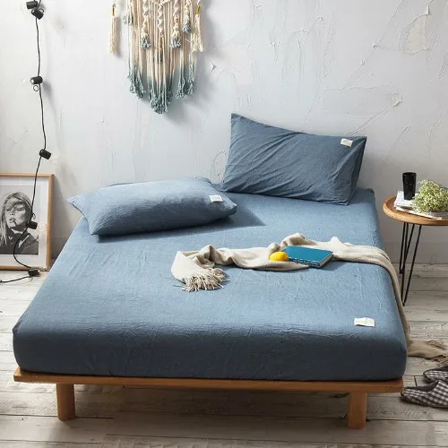 fitted sheet 21 3 шт. хлопок простыня с резинкой постельное белье льняные простыни серый зеленый синий наматрасник один двойной русский размер 160x200 см - Цвет: fitted sheet 21