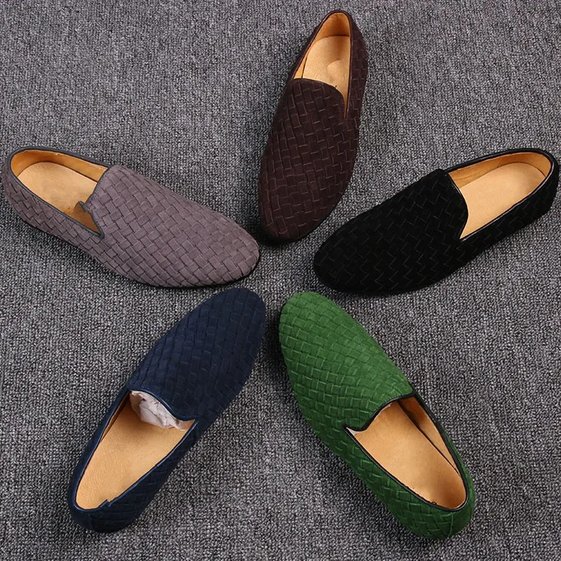 Лоферы мужские плетеные на плоской подошве для вождения весна | Обувь