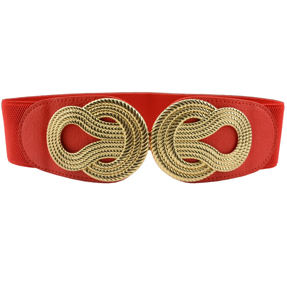 Knot-Red Женские винтажные узелки пряжки эластичный пояс из искусственной кожи тянущиеся платья Пояс BLTHG0005 - Цвет: Knot-Red