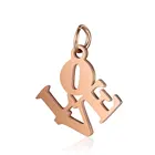 Подвеска для ювелирных изделий, из нержавеющей стали 316L, двухсторонняя, полированная, золотая, розовая, золотая, стальная, с любовным письмом, с петлей, 5 шт.