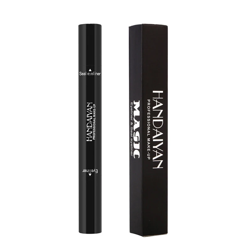 2 in 1 Eyeliner Pen HANDAIYAN жидкая подводка для глаз карандаш с штампом двойной конец Черная Подводка для глаз водостойкая легко носить Стойкая подводка для глаз штамп TSLM1 - Цвет: 2 in 1 Eyeliner Pen