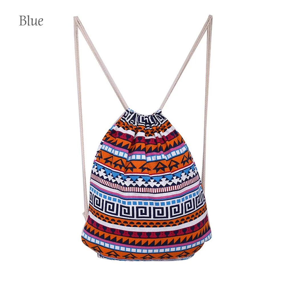 Миниатюрная сумка на шнурке с защитой от ветра в национальном стиле Холщовый ранец для хранения удобный