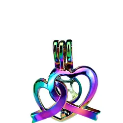 C819-heart Смешанные цвета радуги виды кошачьей Птицы Торт сердце фрукты животное жемчуг бусины клетка медальон Кулон медальон сказочные Вечерние - Окраска металла: C819-heart
