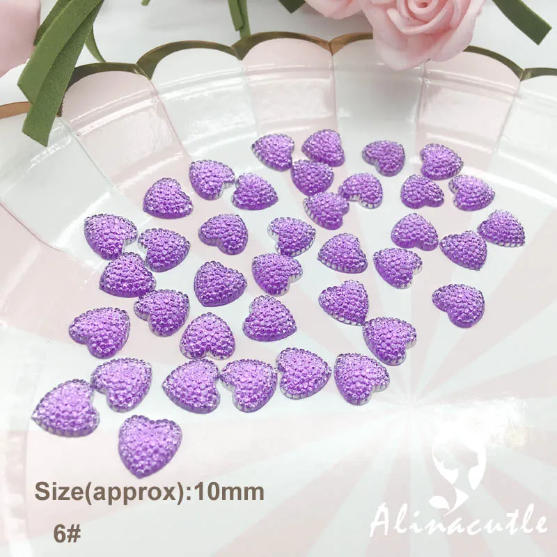 No 6 light purple 100 шт 10 мм плоские с задней стороны драгоценные камни с кристаллами в виде сердца наклейки "камни" драгоценные камни креативные DIY ручной работы художественные ремесла Скрапбукинг кристаллы - Цвет: No 6 light purple