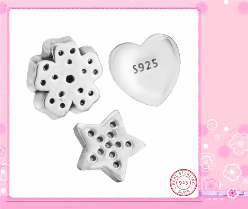 Пурпурное сердце и Cherry Blossom желая звезды подвешиваемый кулон Petite DIY Fit PANDORA талисманы Серебро 925 3 шт./лот FLS007