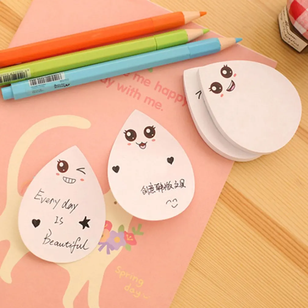 DC008 милые капли воды Липкие заметки Kawaii школьные принадлежности улыбка Post-it Note наклейки бумажные офисные канцелярские принадлежности