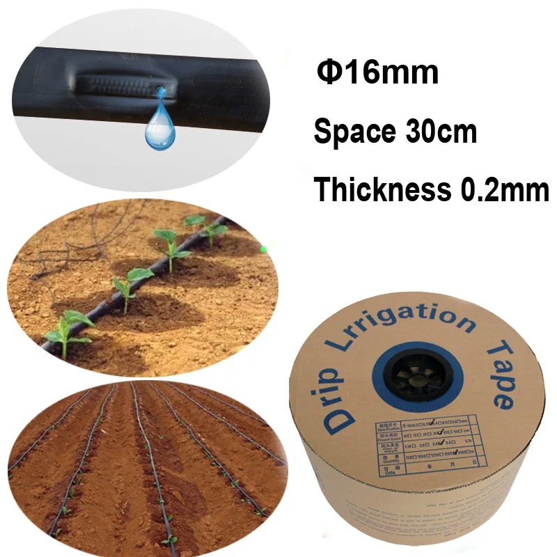 

20/30/50 Meters Drip irrigation Tape 16mm Hose Watering System 0.2mm Thick Water Saving Solutions Streamline 30cm Space