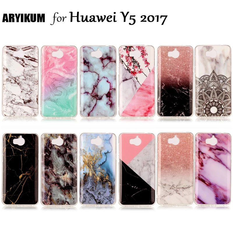 Luxury Marble Stone Case For Huawei Y6 2017 mya l22 l11 l41 Soft Silicone Back Covers Y5 Phone Cases |