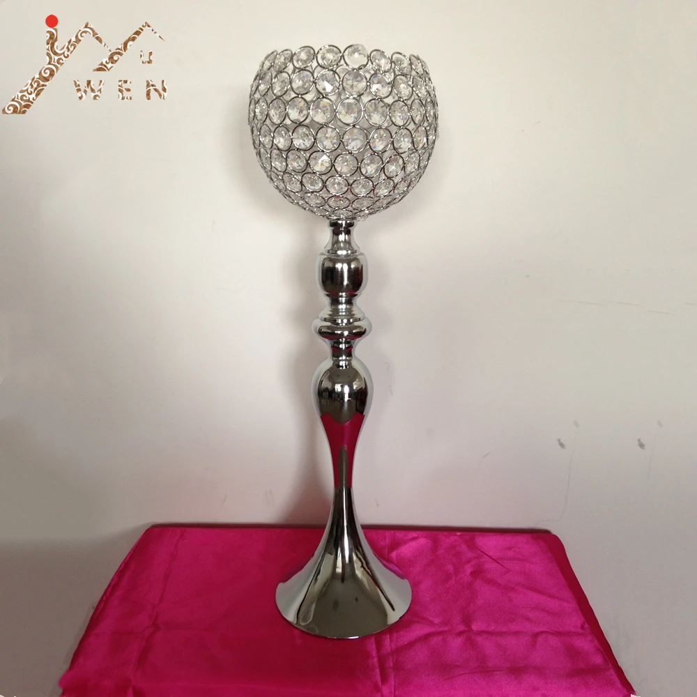 

Classic Silver Candle Holder With 20 cm Crystals Ball Wedding Event or Party Candle Stand Home Decor Candlestick 1 lot = 10 pcs