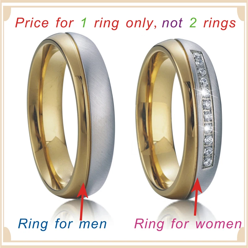 Комплект свадебных колец из нержавеющей стали с фианитом для пары|couple rings silver|male