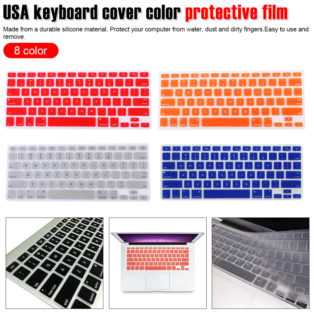 Защитная пленка для клавиатуры ноутбука для macbook air 13 pro 15 дюймов A1466 A1502 A1278 A1398 Силиконовая накладка для клавиатуры США