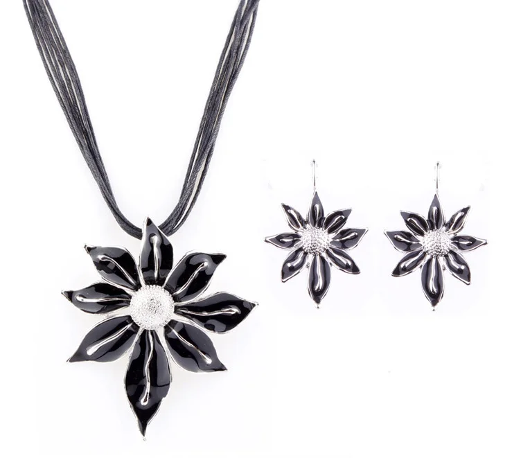 Комплект украшений из колье и серёг эмалированного сплава|enamel flower jewelry sets|necklace and