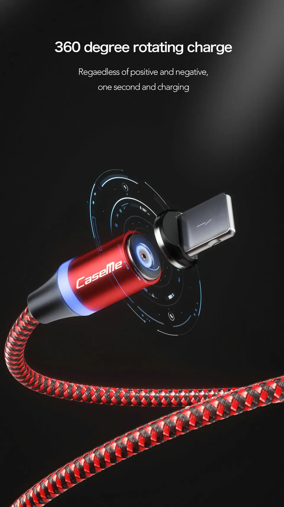 Выдвижной Магнитный кабель CaseMe Micro usb type C для samsung S10 S9 S8 для iPhone XS MAX XR 8 7 6 6S Xiaomi USB-C магнитное зарядное устройство