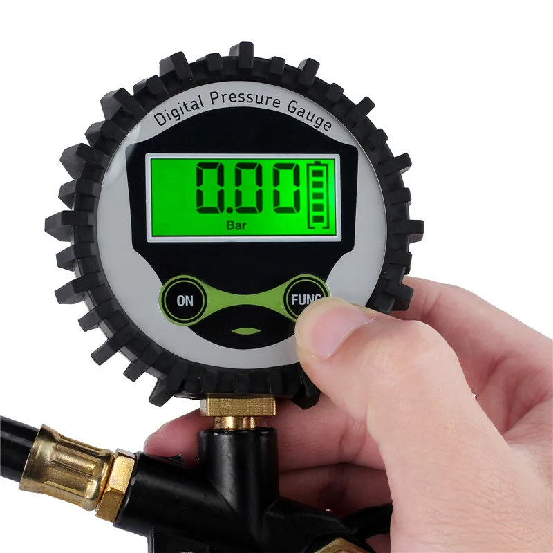 Новый цифровой манометр для шин 0-200 PSI 200 с 5 черными колпачками клапанов |