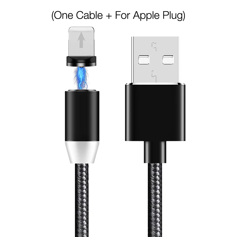 SOONGO 1 м светодиодный магнитный usb-кабель Магнитный штекер USB type C Micro usb IOS Разъем для samsung huawei xiaomi iPhone Xs Xr X 8 7 6 Plus 5 - Цвет: For iPhone