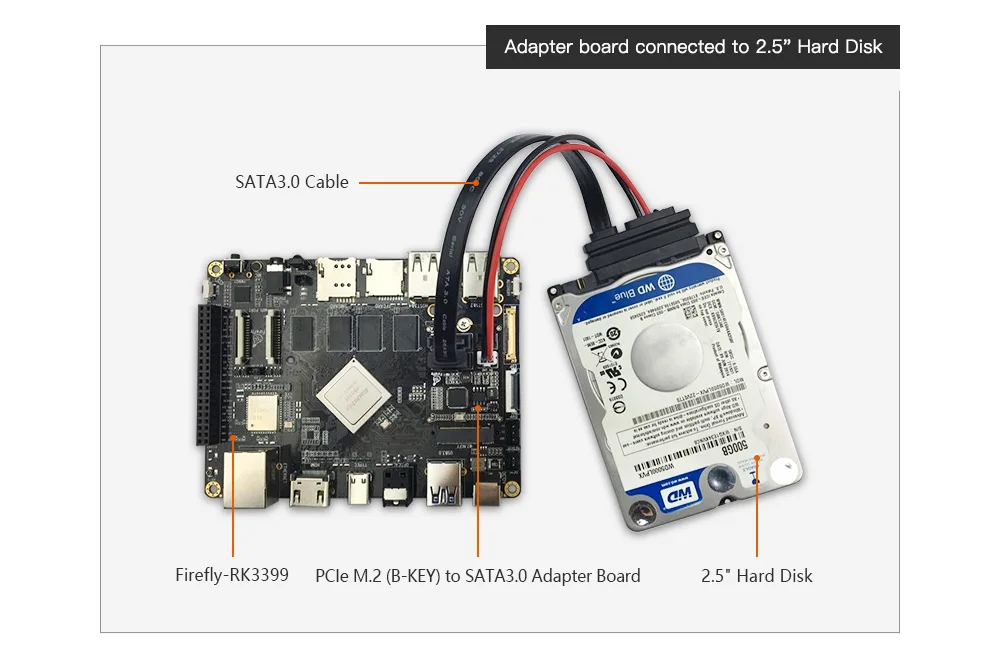 Плата адаптера PCIe M.2 для SATA3.0, плата расширения работает с демонстрационной платой Firefly RK3399