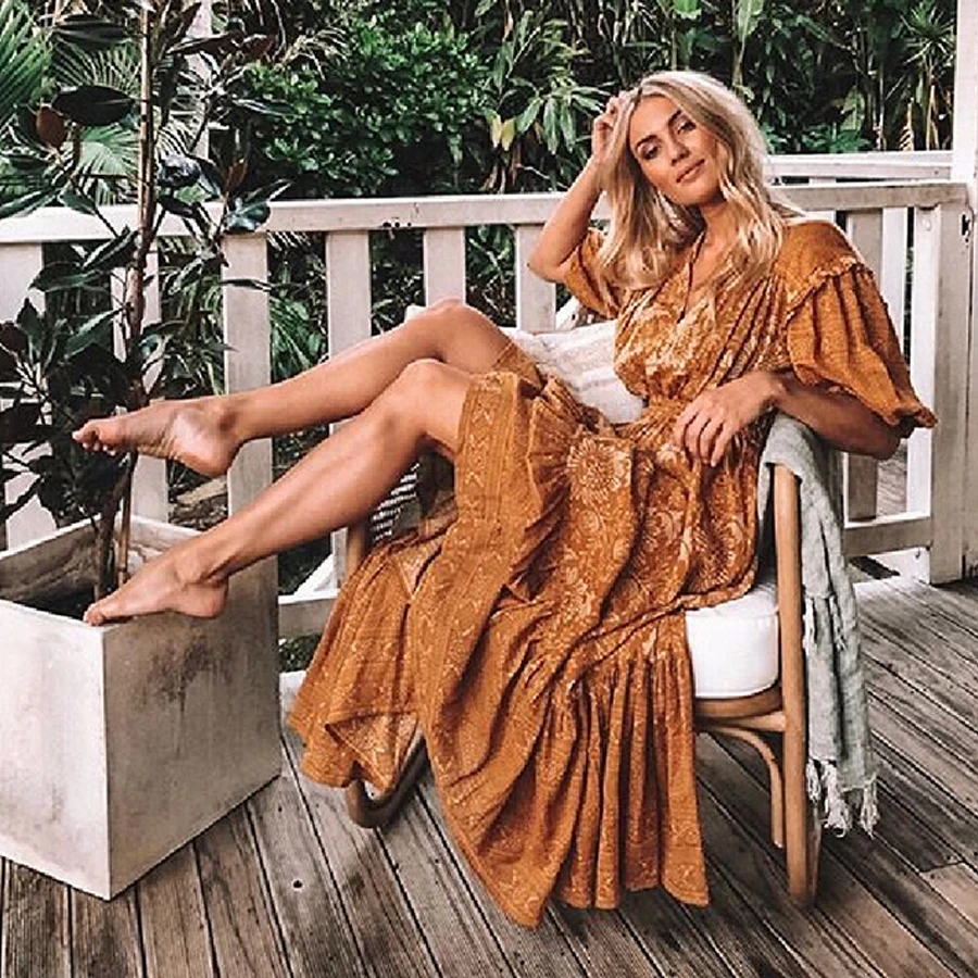 TEELYNN длинные платья для женщин Lioness платье Цыганское Платье эластичная талия