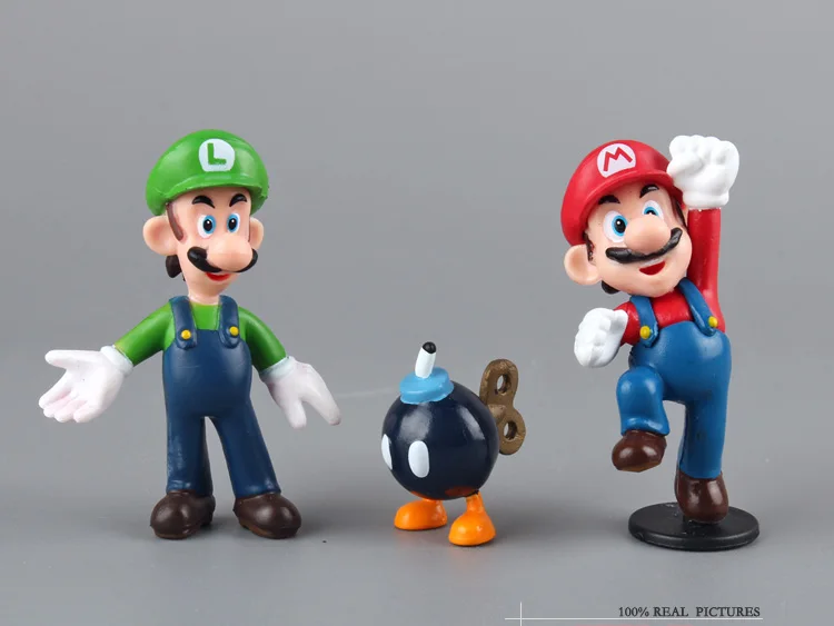 Super Mario Bros персик Дейзи жаба Марио и Луиджи Варио Луиджи Купа Донки Конг ПВХ фигурка игрушки куклы 6 шт./компл. 5 видов