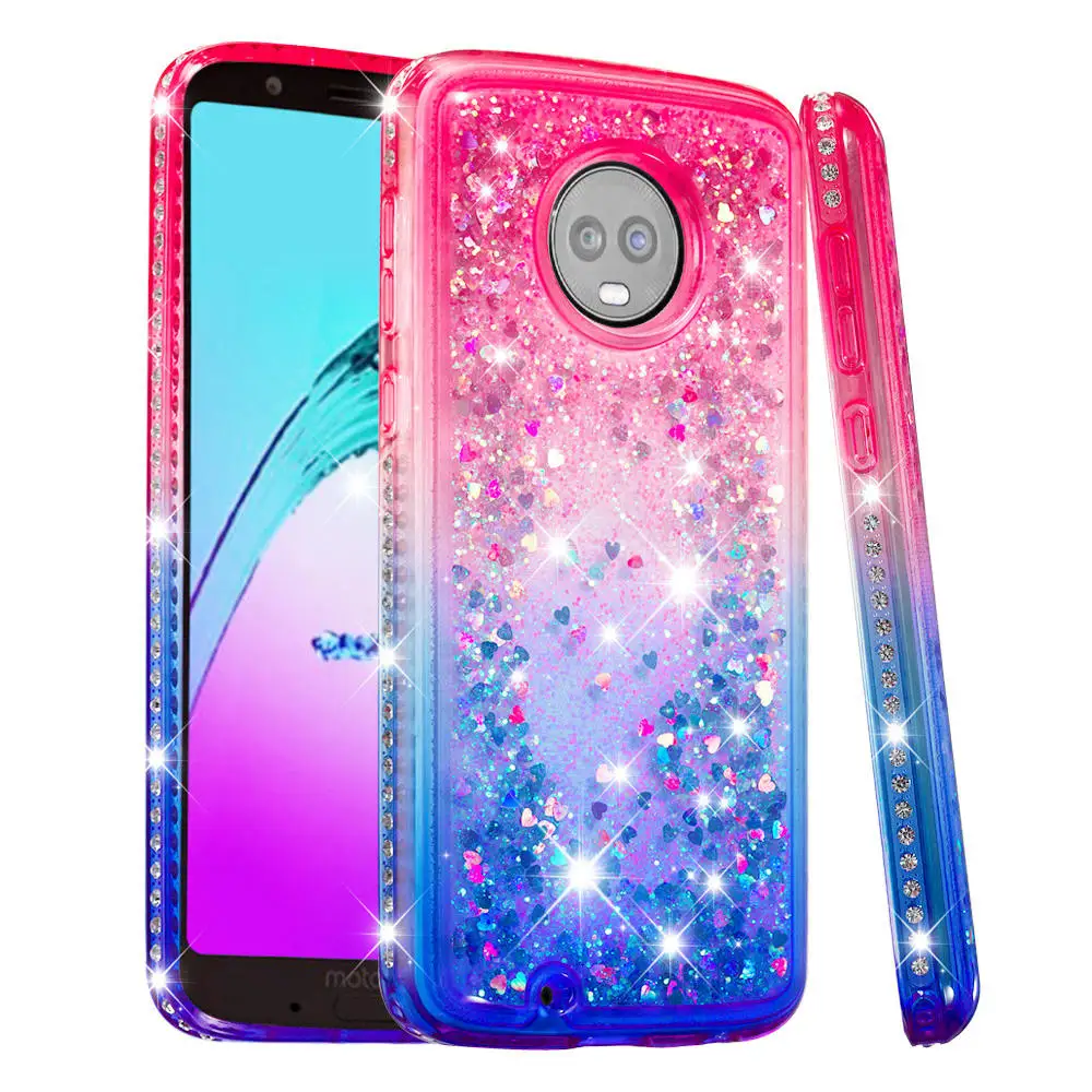 30pcs for Motorola Moto G6 2018 Plus E5 E5Play Bling Liquid Sand Diamond Gradient TPU Phone Case Quicksand Cover Shell | Мобильные