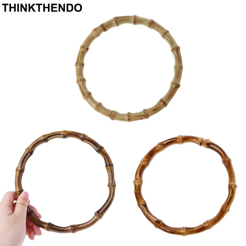 

1 Pcs DIY Round Bamboo Bag Handle Replacement for Purse Making Handbag Shopping Tote 13cm 15cm