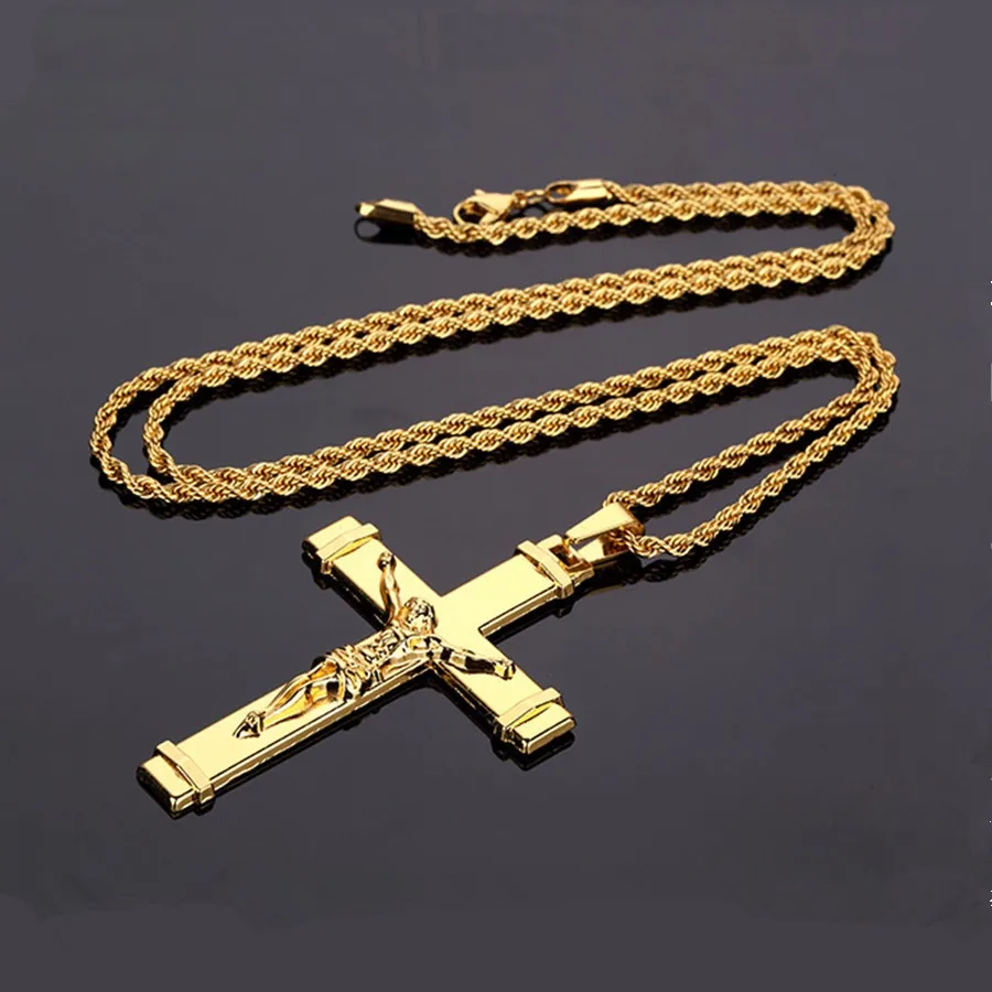 Для мужчин Iced Out Иисуса Jewelry Подвески с крестом Нержавеющая сталь Дизайн модные