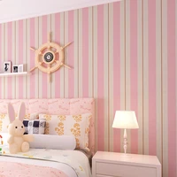 beibehang girls childrens room bedroom non woven stripeswallpaper roll papel de parede 3d wallpaper for wall papers home decor