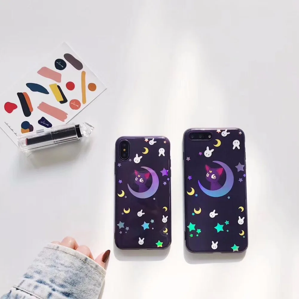 Super Cute Shimmering Powder Laser Starry Sky Luna Cat Rabbit High Quality IMD TPU Case Cover For Iphone6 6S 7 7S 8 6P 7P 8P X |