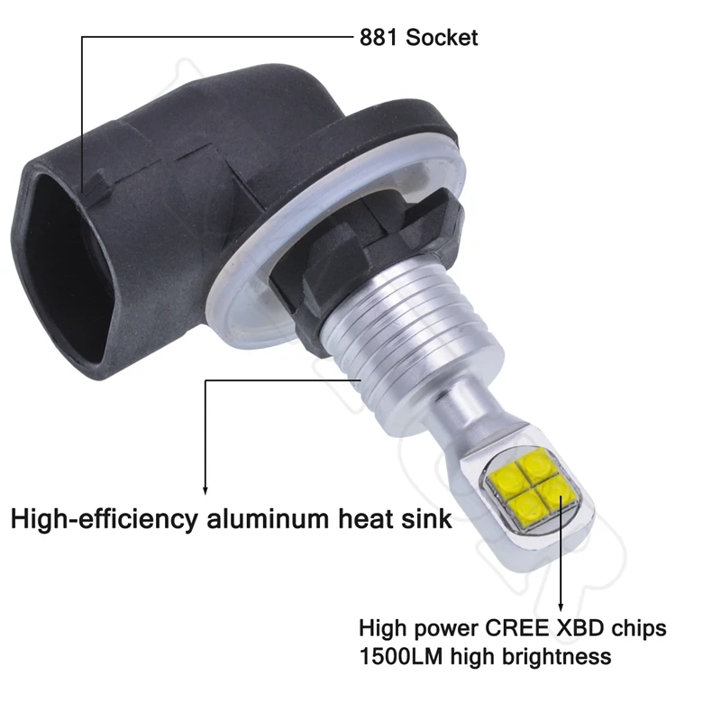 2x H27W2 8 CREE светодиодный SMD противотуманный светильник автомобильный фонарь для