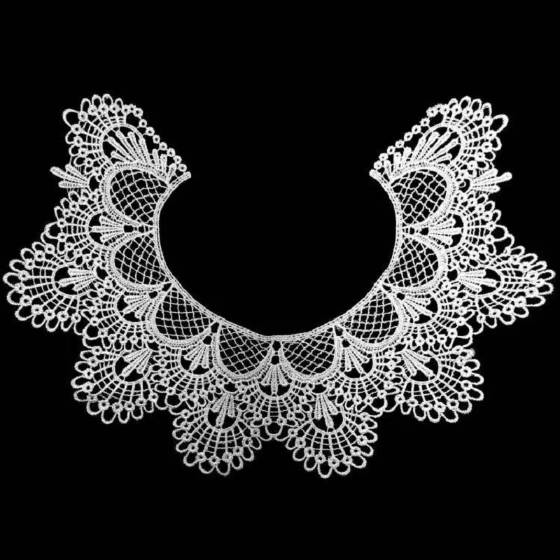 1 PCS 100% Polyester Off White Floral Lace Collar Fabric Trim DIY Embroidery Neckline Applique Sewing Craft | Дом и сад