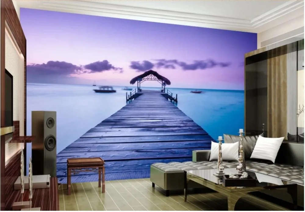3d фотообои на заказ Мальдивы мост морской пейзаж фон для телевизора домашний