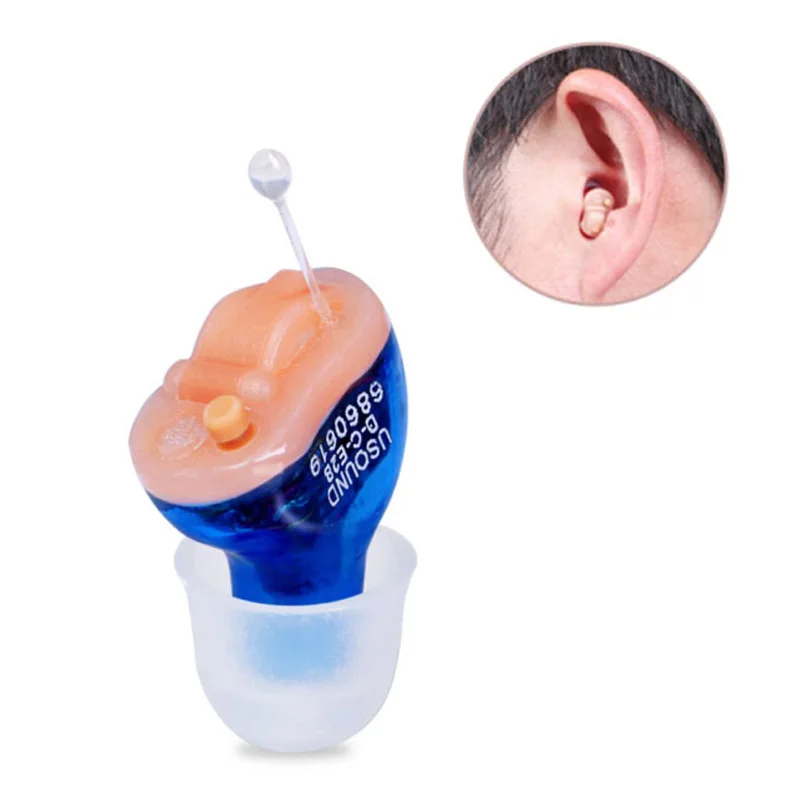 blue for left ear 6 каналов Невидимый CIC слуховой аппарат портативный шумоподавление цифровой беспроводной мини в канале слуховые аппараты усилители для пожилых людей - Цвет: blue for left ear