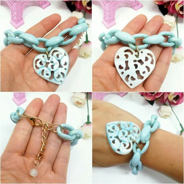 Синий змеиная цепочка в форме сердца акриловый браслет femme bileklik pulseras mujer pulseira Бохо
