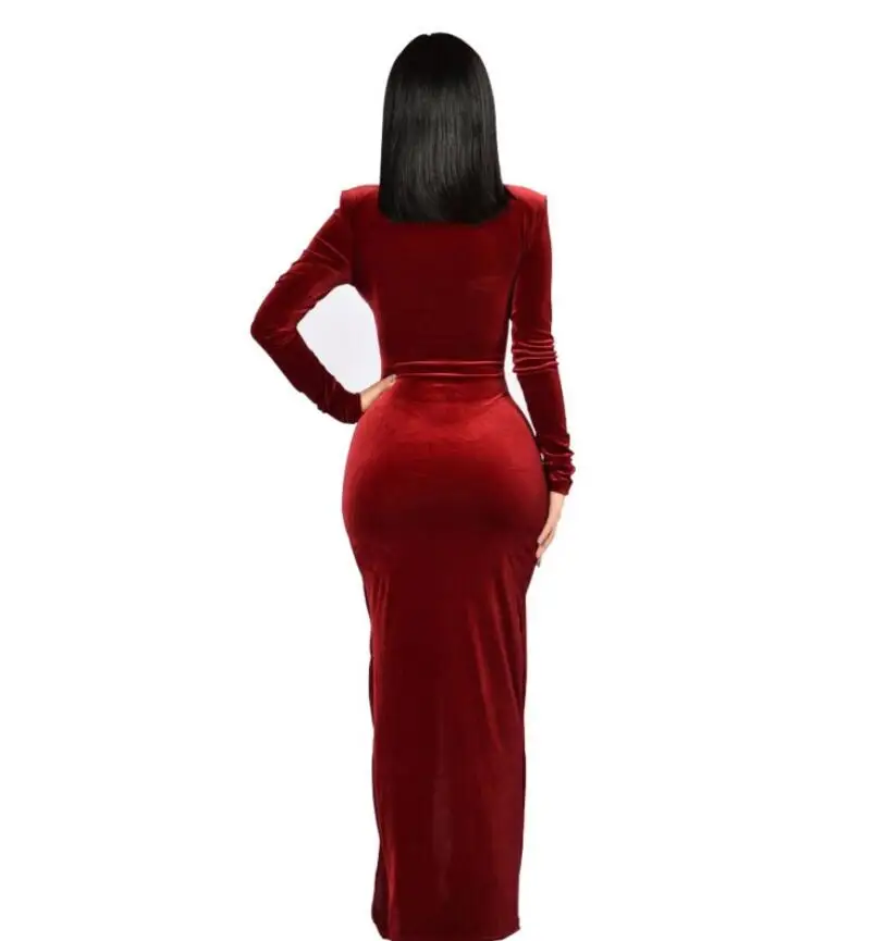 Весна Новый Сексуальный Глубокий V шеей Золото Бархат Тонкий Dress Для Ночь женщины